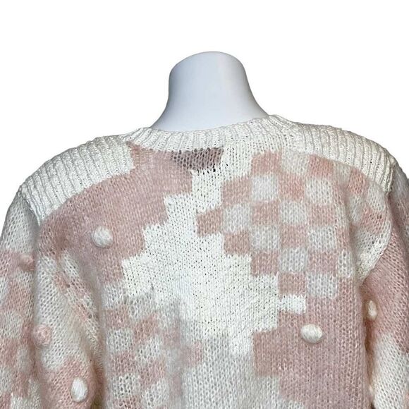 FIA Italia vintage pink and cream crew neck sweater with Pom Poms size S - Picture 10 of 16